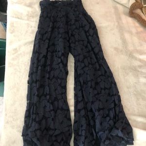 Bell bottom lace navy blue pants.